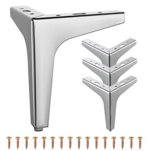 Knpwer 4pc Metal Furniture Legs Sofa Cabinet Table Triangle Silver 10cm 4in Knpw