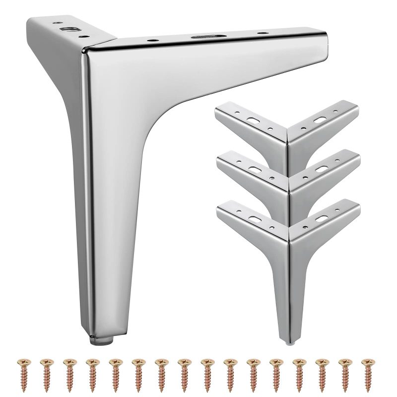 Knpwer 4pc Metal Furniture Legs Sofa Cabinet Table Triangle Silver 10cm 4in Knpw