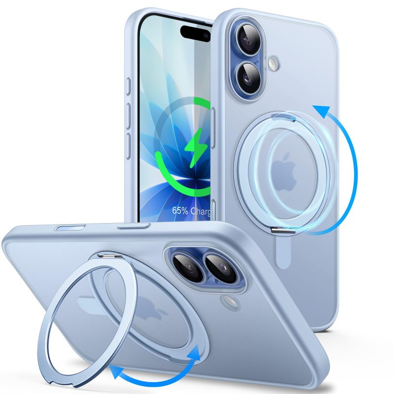 JETech iPhone 17 Ring Stand Case MagSafe Camera Control Shockproof Blue