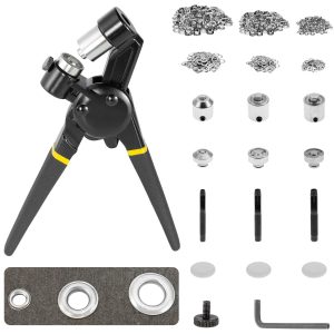 Eyelet Punch Kit Grommet Press Tool 900 Grommets 3 Moulds Belt Craft Fabric Eyel