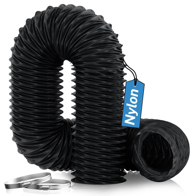 Hon&Guan 75mm 5m 3in Nylon Ducting Hose Diesel Heater Dryer Vent Black