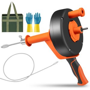 10M Drain Snake Auger Drill Attachment Pipe Cleaner Sink Bath Shower Hair Clog 1