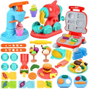 3 in 1 Play Dough Kitchen Set Ice Cream Noodle Hamburger Modelling Clay Toys