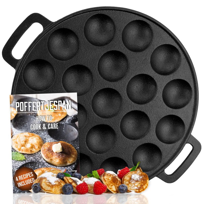 Cast Iron Poffertjes Pan 19 Hole Mini Pancake Maker Crepe Egg Pan Induction Cast