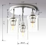 ‎Yosoan Yosoan 3 Way Ceiling Light Chrome Glass Pendant Flush Light Fitting E27 Kitchen - Image 4