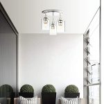 ‎Yosoan Yosoan 3 Way Ceiling Light Chrome Glass Pendant Flush Light Fitting E27 Kitchen - Image 3