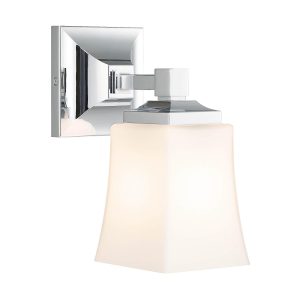 XiNBEi Glass Wall Light Chrome E27 Bathroom Sconce Lamp Bedroom Kitchen Hallway