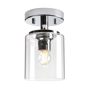 Yosoan Industrial Glass Ceiling Light E27 Chrome Flush Pendant Fitting
