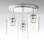 ‎Yosoan Yosoan 3 Way Ceiling Light Chrome Glass Pendant Flush Light Fitting E27 Kitchen - Image 1