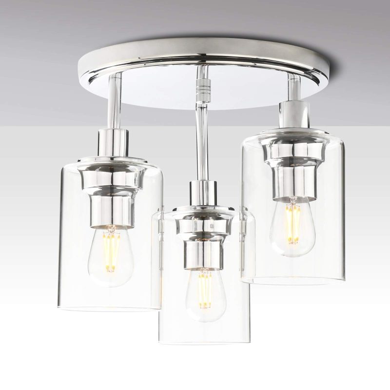 61twrSk1jL Yosoan Yosoan 3 Way Ceiling Light Chrome Glass Pendant Flush Light Fitting E27 Kitchen - Image 1