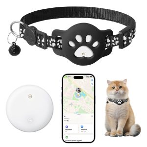 Cat Tracker Collar For Apple Find My iOS No Monthly Fee White LIDOUYA