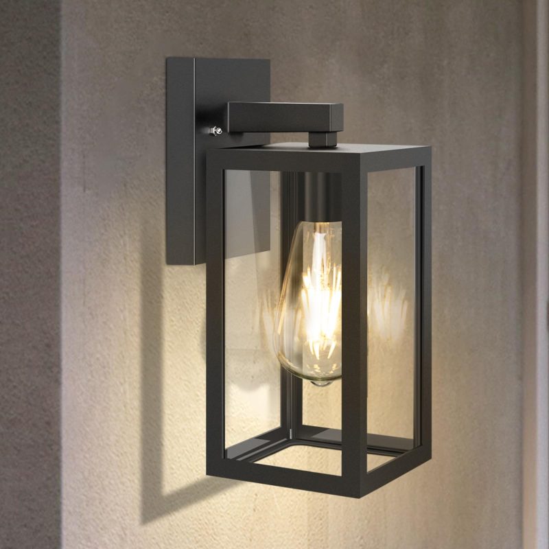 71Jsg0WpH7L Aranzyec Outdoor Wall Light IP54 E27 Black Glass Garden Porch Lamp