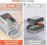 GOYJOY XXXL Enclosed Cat Litter Box Light Grey Large Covered Tray With Mat - Image 4