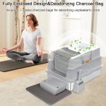 GOYJOY XXXL Enclosed Cat Litter Box Light Grey Large Covered Tray With Mat - Image 7