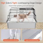 GOYJOY XXXL Enclosed Cat Litter Box Light Grey Large Covered Tray With Mat - Image 3