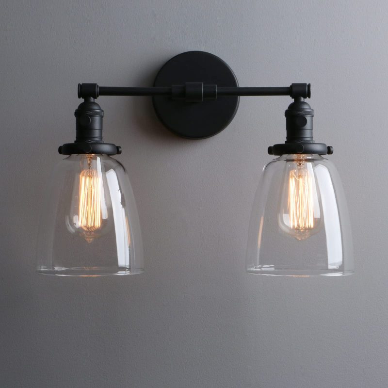 71opV-xPJpL Phansthy 2 Light Industrial Wall Lights Oval Glass Shade E27 Vintage