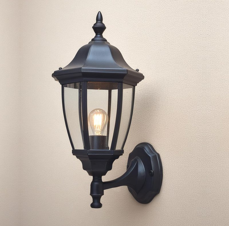 71r5PkismQL EBION Outdoor Wall Lantern IP44 Black Porch Light Clear Shade Plastic