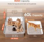 GOYJOY XXXL Enclosed Cat Litter Box Light Grey Large Covered Tray With Mat - Image 2