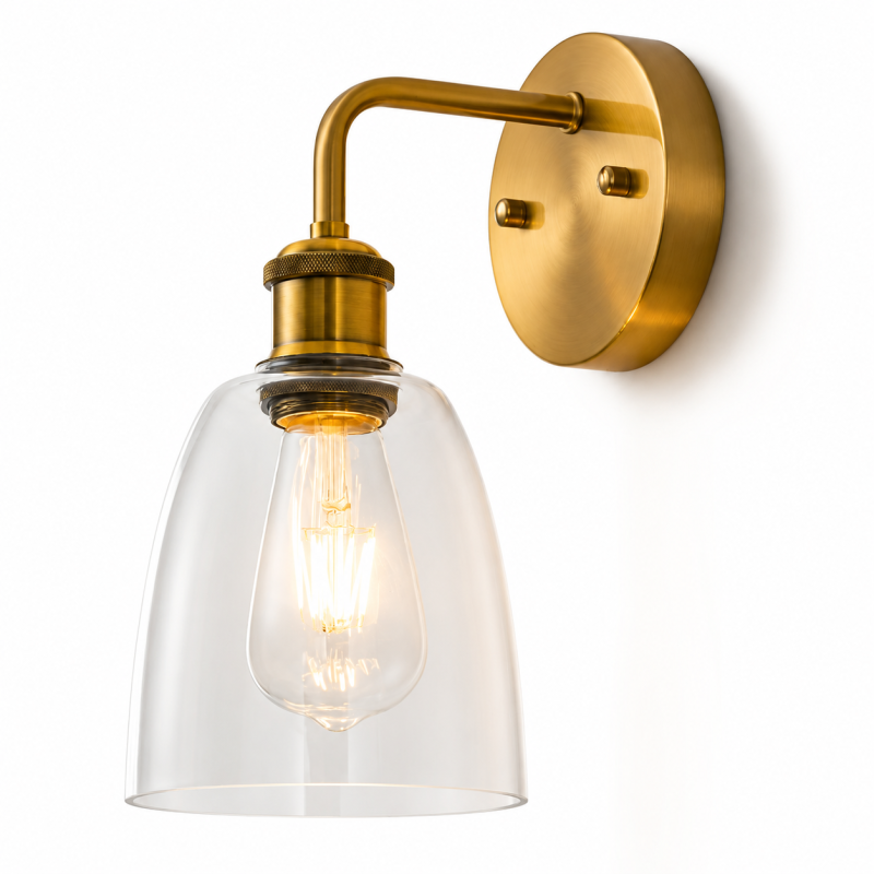 Vintage Wall Light Indoor Bell Sconce with Clear Glass E27