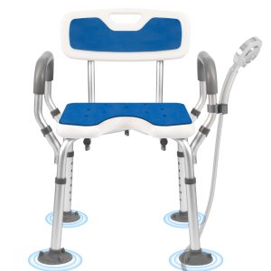Heavy Duty Shower Chair Arms Back 330lb Bath Seat Anti Slip Suction Elderly Heav