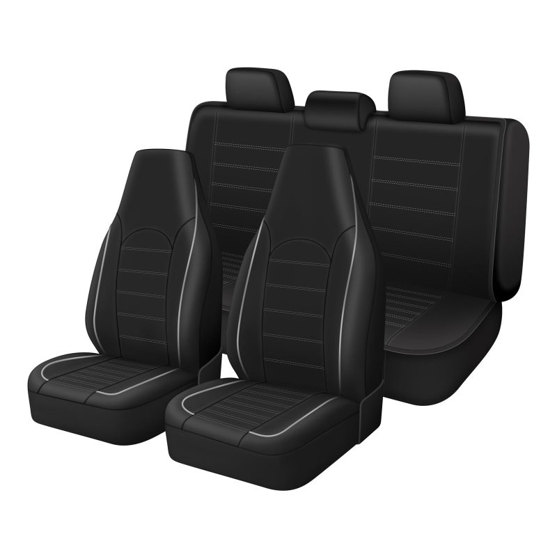 TOYOUN Universal PU Leather Car Seat Covers 2PCS Front High Back Grey Protector