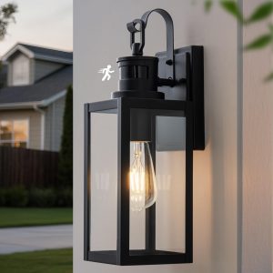 FTL Motion Sensor Outdoor Wall Light E27 PIR Dusk To Dawn IP44 Black