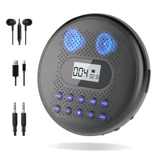ARAFUNA Portable CD Player Dual Speakers Rechargeable Anti Skip AUX Headphones A