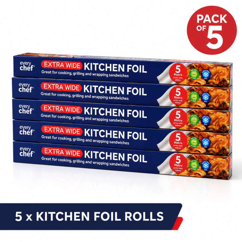 19e77302-80ef-4722-97e7-2555739669a6 5 x Extra Wide Kitchen Foil 5m x 440mm 5 x Extra Wide Kitchen Foil 5m 440mm