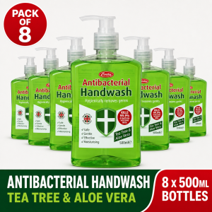 8 x CERTEX GREEN ANTIBACTERIAL HAND WASH 500ml Tea Tree Aloe Vera