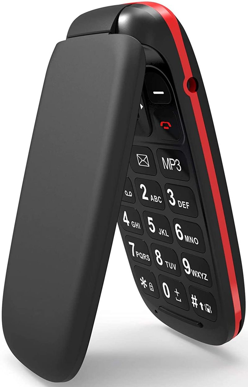 61gFGGgJuDS USHINING Flip Mobile Phone Basic Button For Senior Elderly Dual SIM