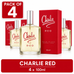 4 x Revlon Charlie Red EDT Spray 100 ml 100 Millilitres Eau de Toilette zaizah