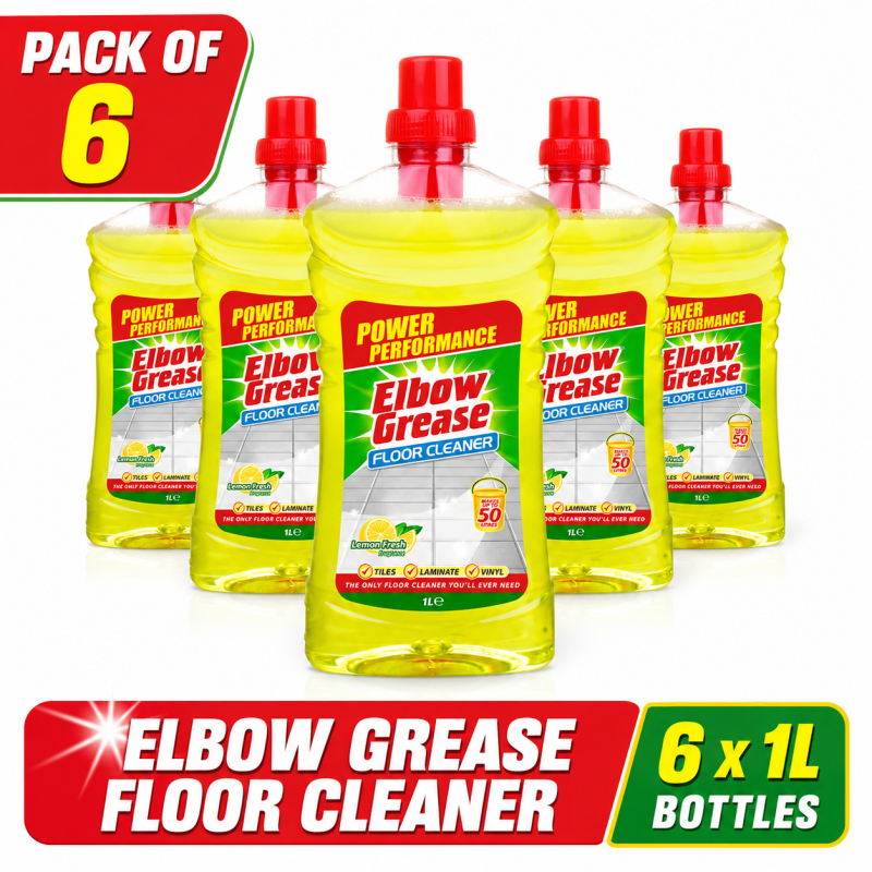 cc2cdf1b-d410-46cc-b0e3-ae273c027fbb 6 x Elbow Grease Concentrated Floor Cleaner (Lemon 1L) Makes 50L