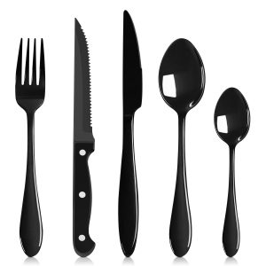 HaWare Black Cutlery Set 30 Piece Service for 6 Stainless Steel