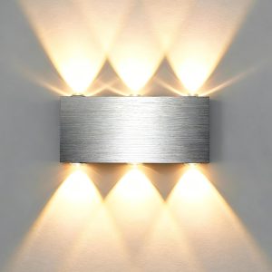 Led Wall Light Indoor Living Room Silver Brushed Aluminum IP44