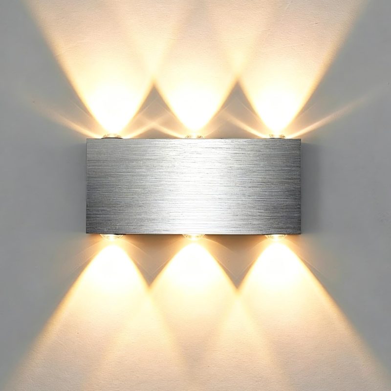 71zBqOAA7cL Led Wall Light Indoor Living Room Silver Brushed Aluminum IP44